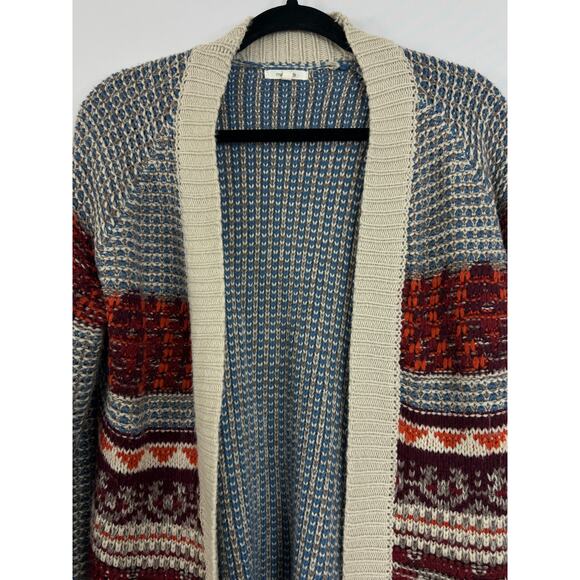 Maurices Womens Open Cardigan Sweater Size S Multicolor Knit Patchwork Boho - Picture 2 of 5